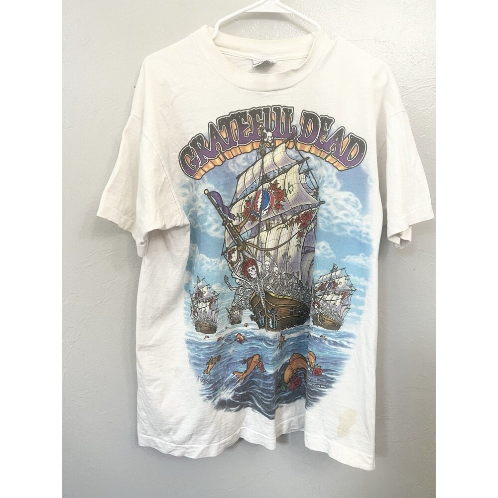 Vintage 1993 Grateful Dead Ship of Fools T Shirt Liquid Blue Single Stitch USA